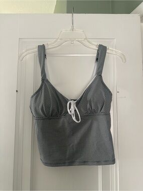 Cupshe Black & White Gingham Tie-Front Tank